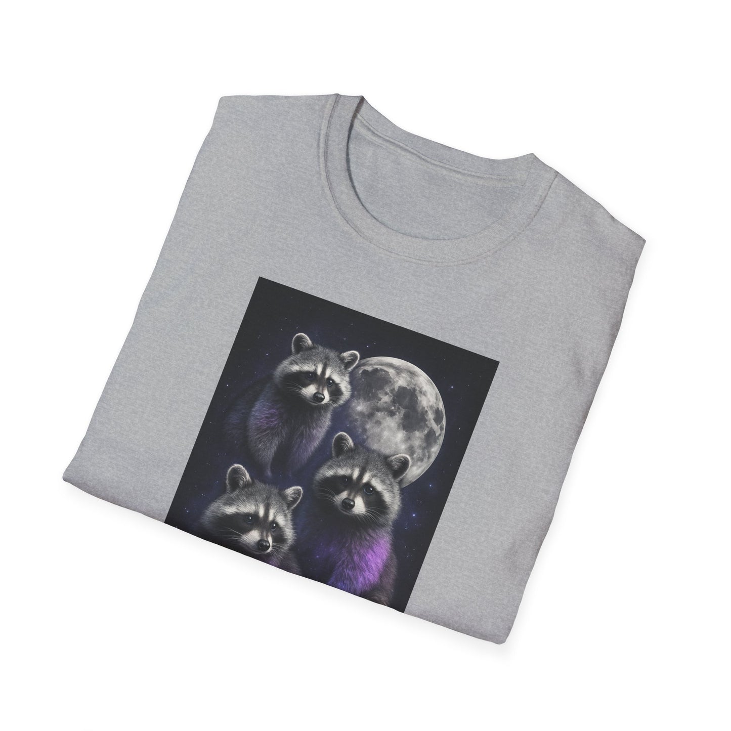 Cute Raccoon T-Shirt, Unisex Graphic Tee Gift, Animal Lover Shirt, Moonlight Design, Funny Summer Apparel, Eco-Friendly Clothing