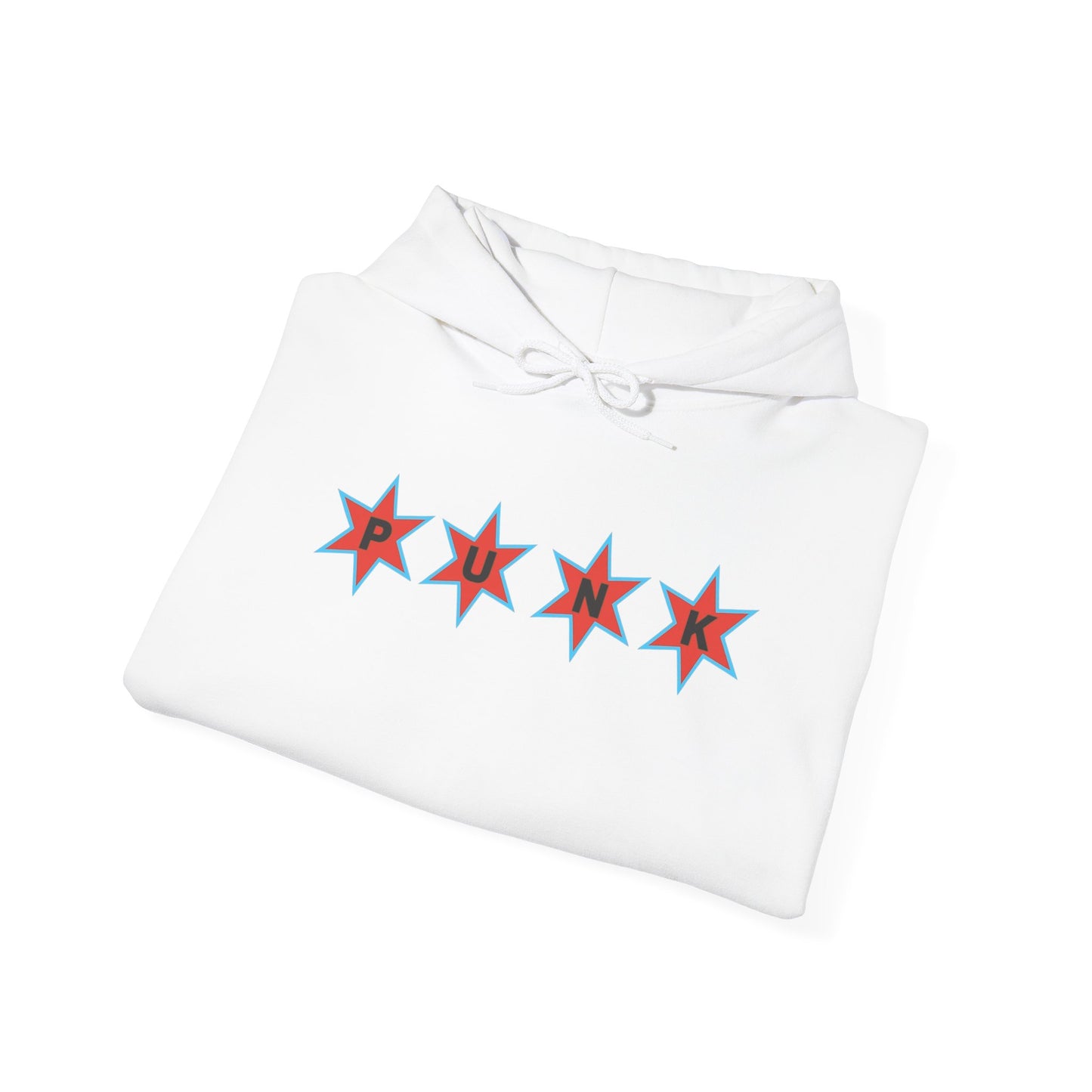 Chicago Flag Star Hoodie — Retro Red & Blue 5-Point Stars Punk Pullover