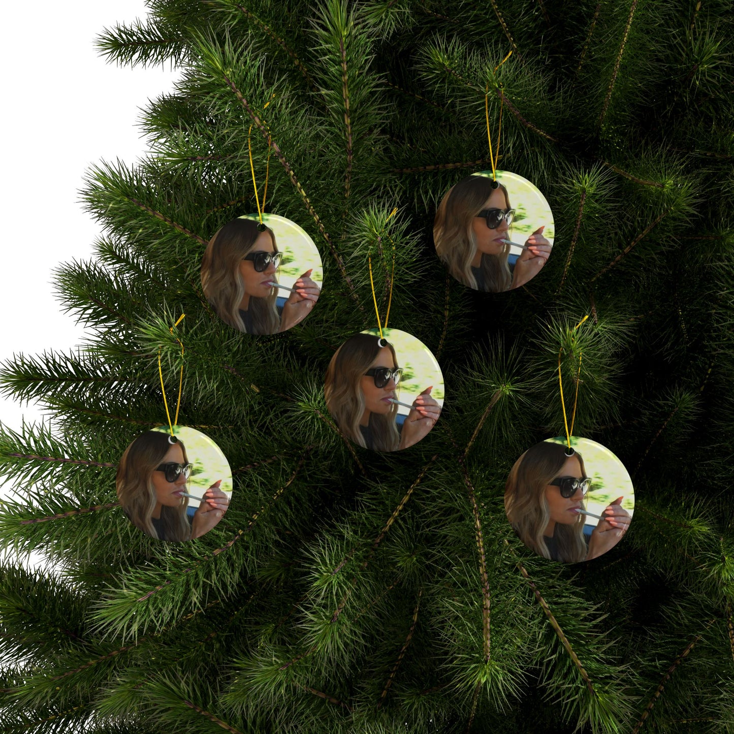 Dorit Smoking - Iconic - Christmas Ornament, 2-Side Print, (1pc, 3pcs, 5pcs, 10pcs) - Honest AF