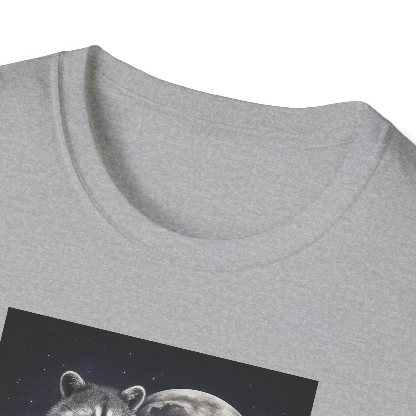 Cute Raccoon T-Shirt, Unisex Graphic Tee Gift, Animal Lover Shirt, Moonlight Design, Funny Summer Apparel, Eco-Friendly Clothing