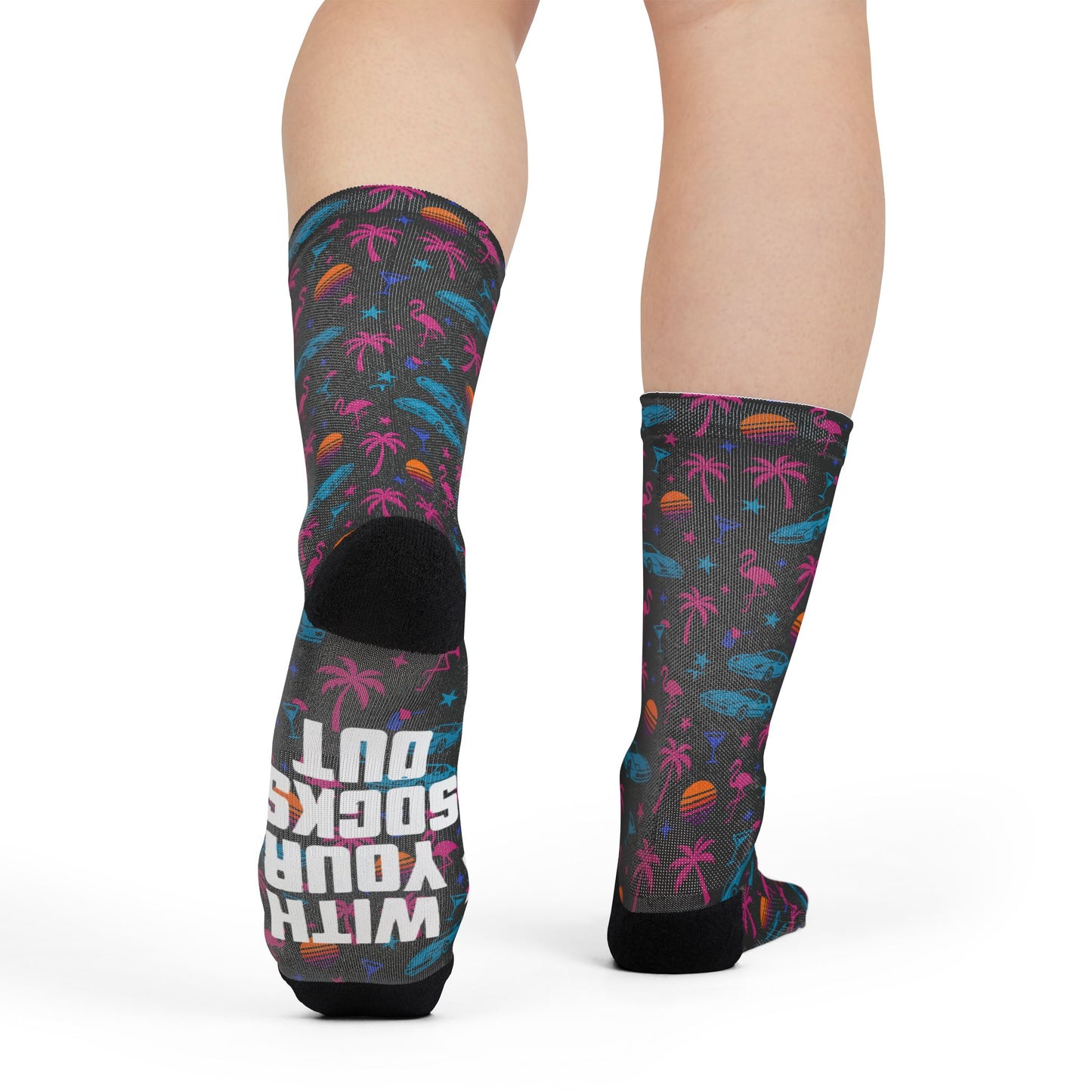 GTA Inspired Neon Tropical 'Rock Out With Your Socks Out' Sublimated | Socks