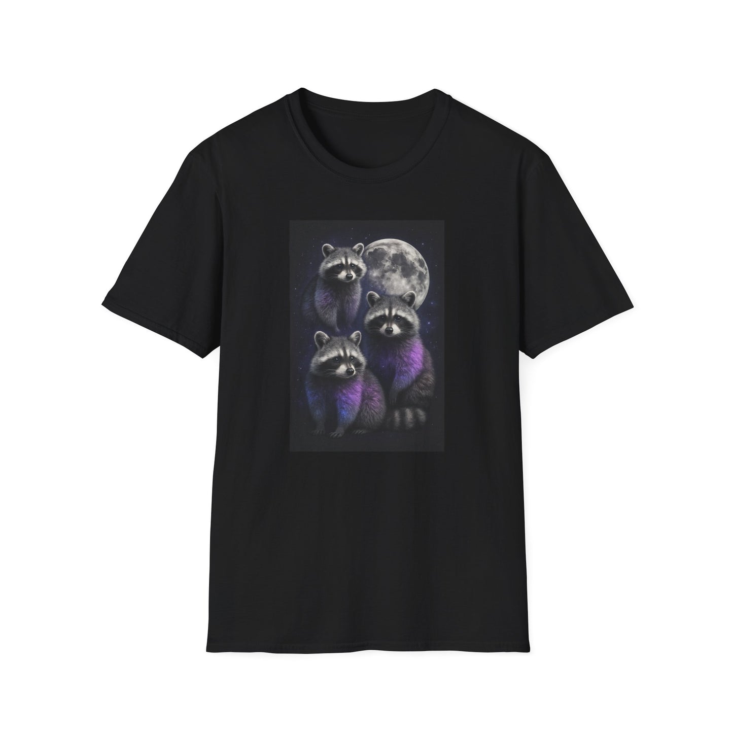 Cute Raccoon T-Shirt, Unisex Graphic Tee Gift, Animal Lover Shirt, Moonlight Design, Funny Summer Apparel, Eco-Friendly Clothing