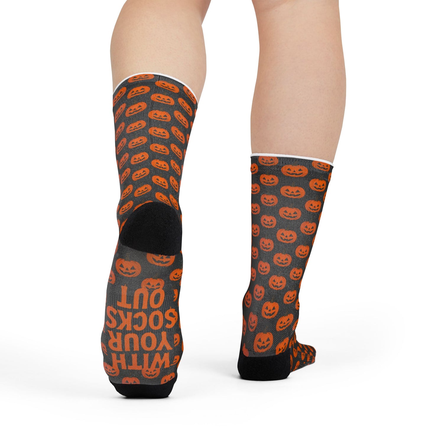 Halloween Pumpkin 'Rock Out With Your Socks Out' Sublimination | Socks