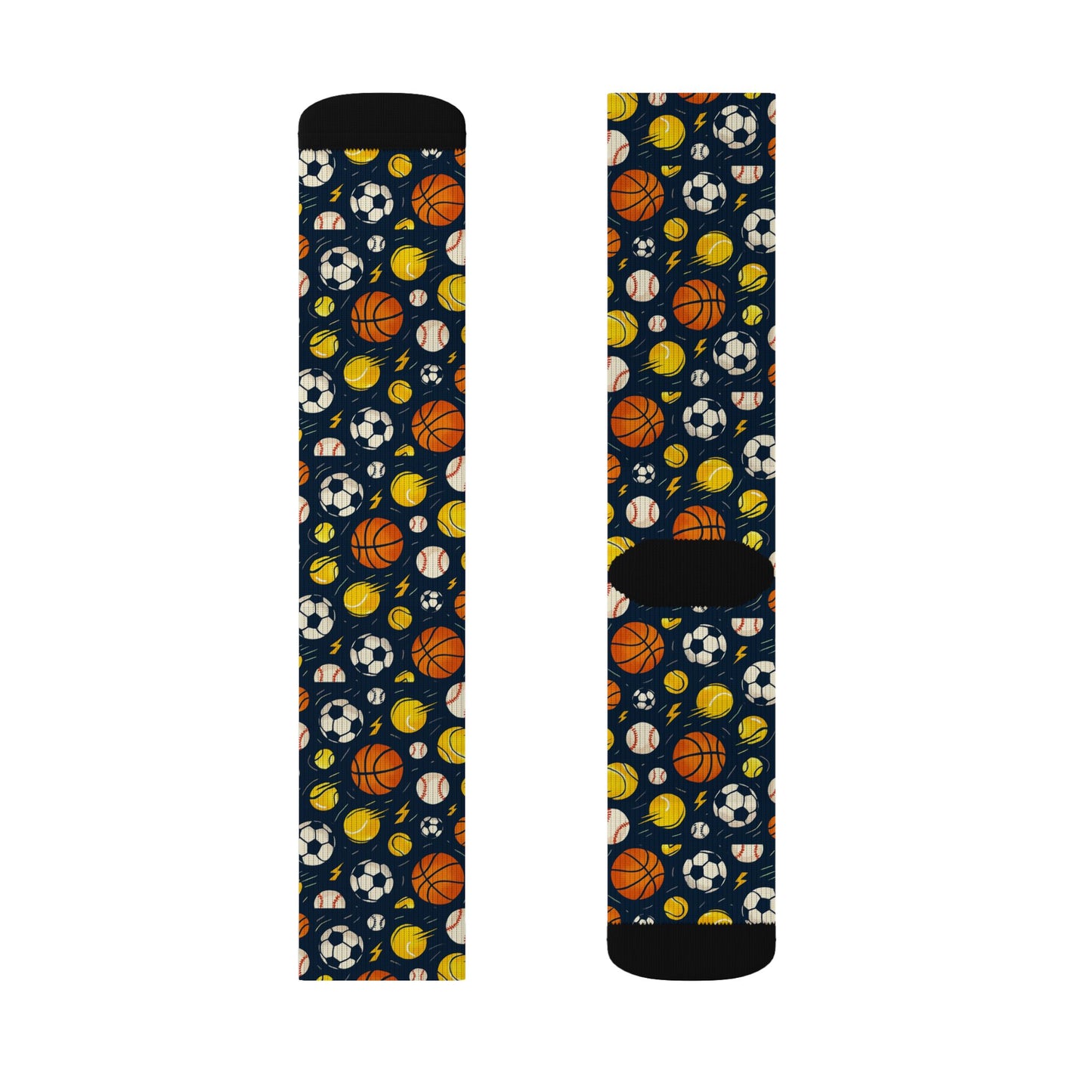Soccer, Basketball & Tennis Pattern Crew Socks
