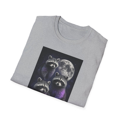 Cute Raccoon T-Shirt, Unisex Graphic Tee Gift, Animal Lover Shirt, Moonlight Design, Funny Summer Apparel, Eco-Friendly Clothing