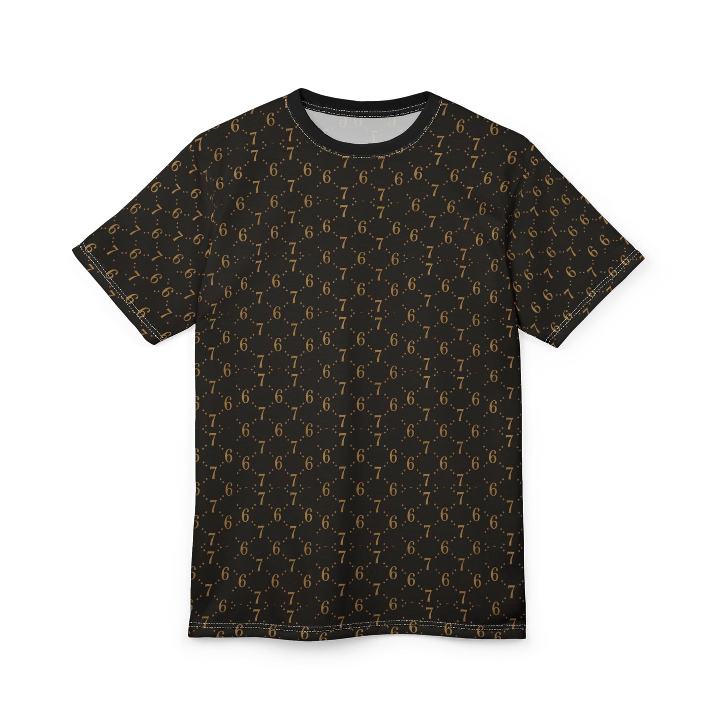 6-7 Gold Monogram Pattern Tee — Luxury All-Over Print T-Shirt