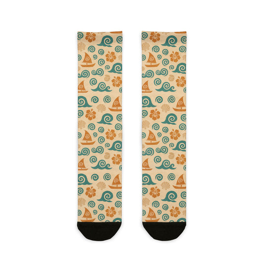 Moana Inspired Sailboat Pattern 'Rock Out With Your Socks Out' Sublimination | Socks