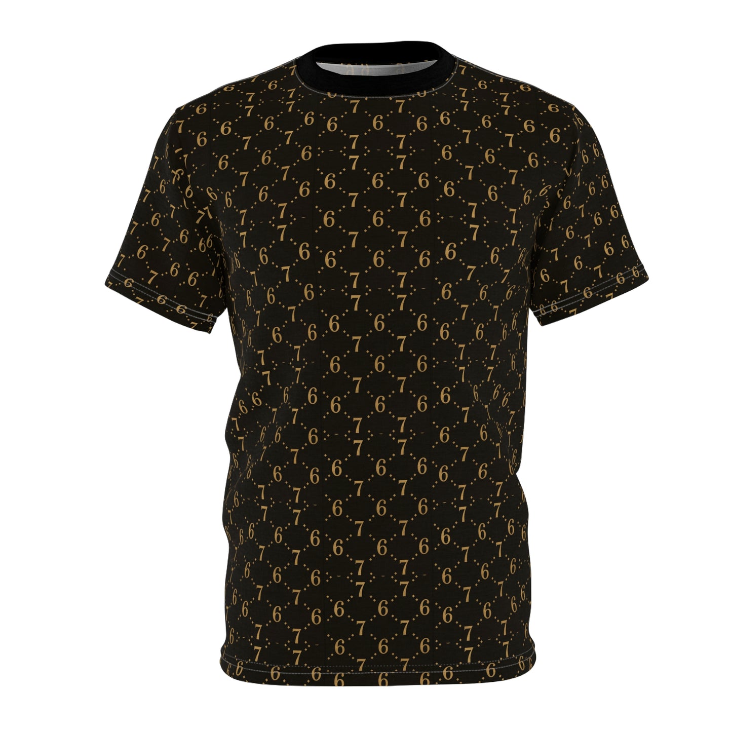 6-7 Gold Monogram Pattern Tee — Luxury All-Over Print T-Shirt