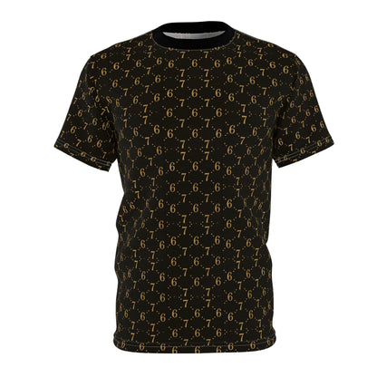 6-7 Gold Monogram Pattern Tee — Luxury All-Over Print T-Shirt