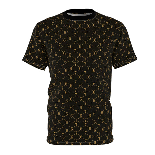 6-7 Gold Monogram Pattern Tee — Luxury All-Over Print T-Shirt