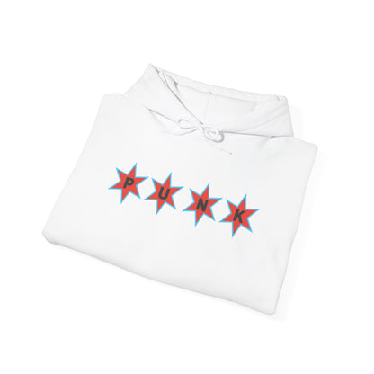 Chicago Flag Star Hoodie — Retro Red & Blue 5-Point Stars Punk Pullover