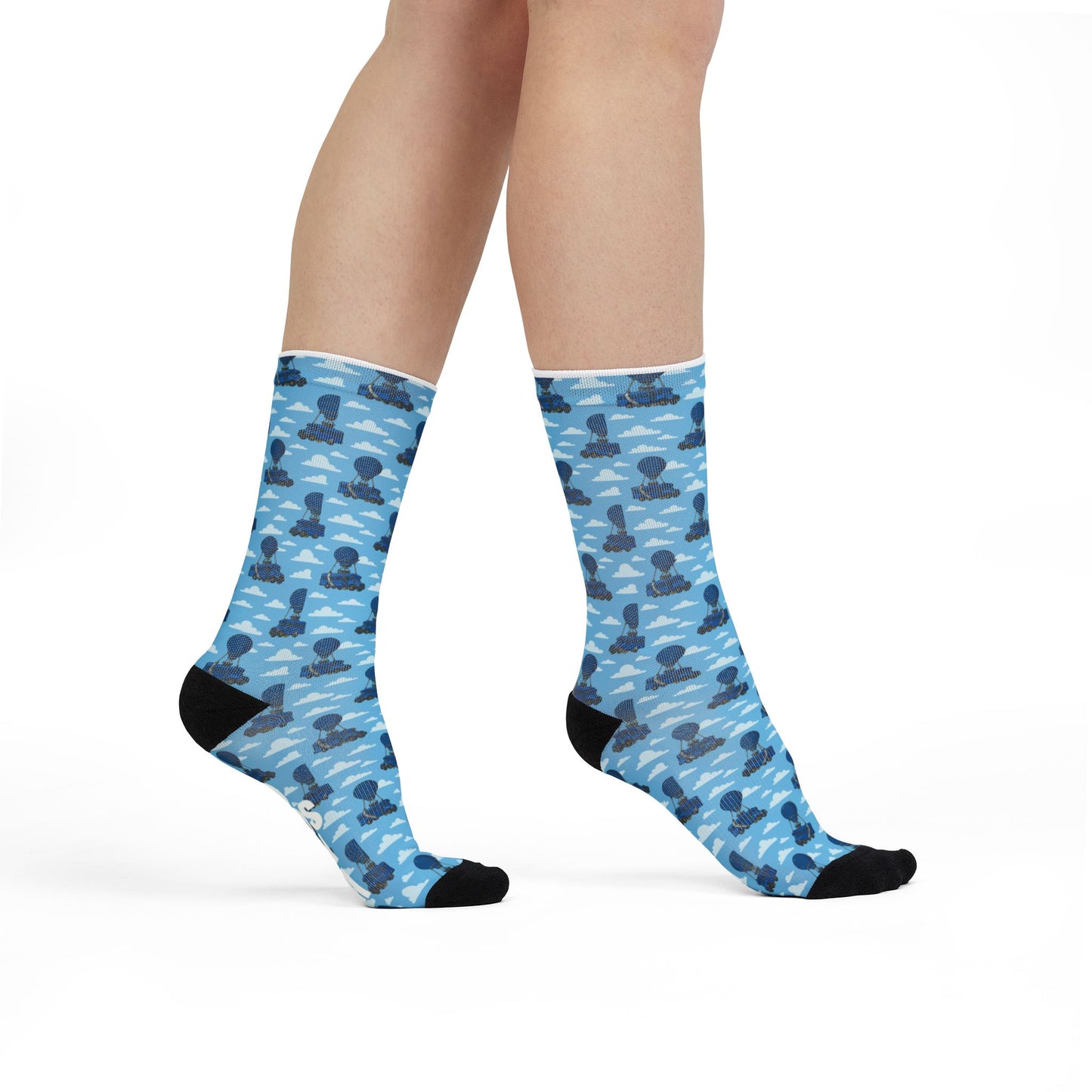 Fortnite Inspired Blue Hot Air Balloon Pattern 'Rock Out With Your Socks Out' Sublimation | Socks