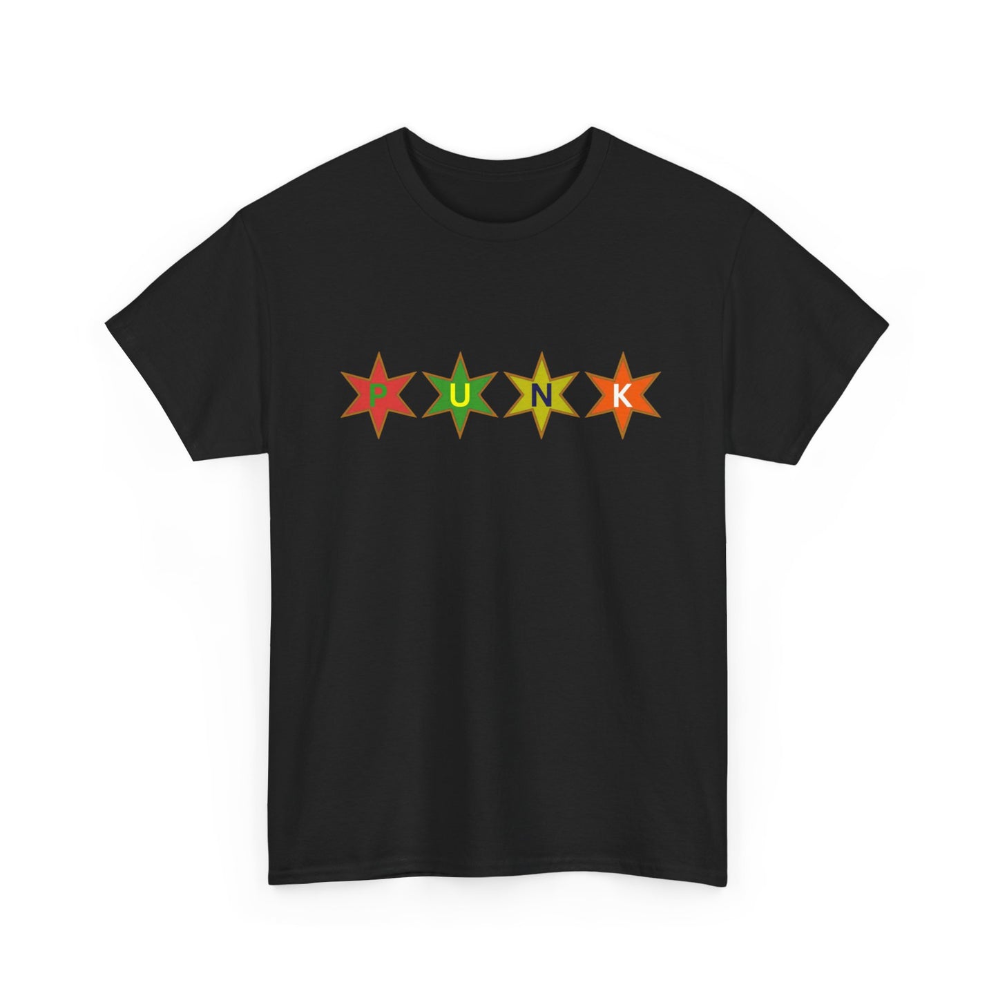 PUNK Star Multi Color Tan Outline Graphic | T-shirt
