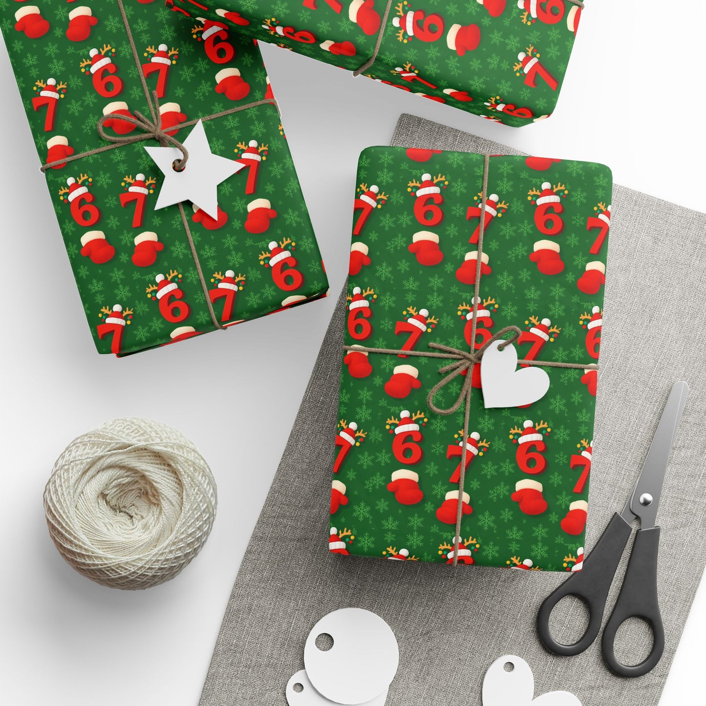 Christmas "6 7" Wrapping Paper – Green Holiday Gift Wrap Roll | Holidays