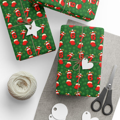 Christmas "6 7" Wrapping Paper – Green Holiday Gift Wrap Roll | Holidays