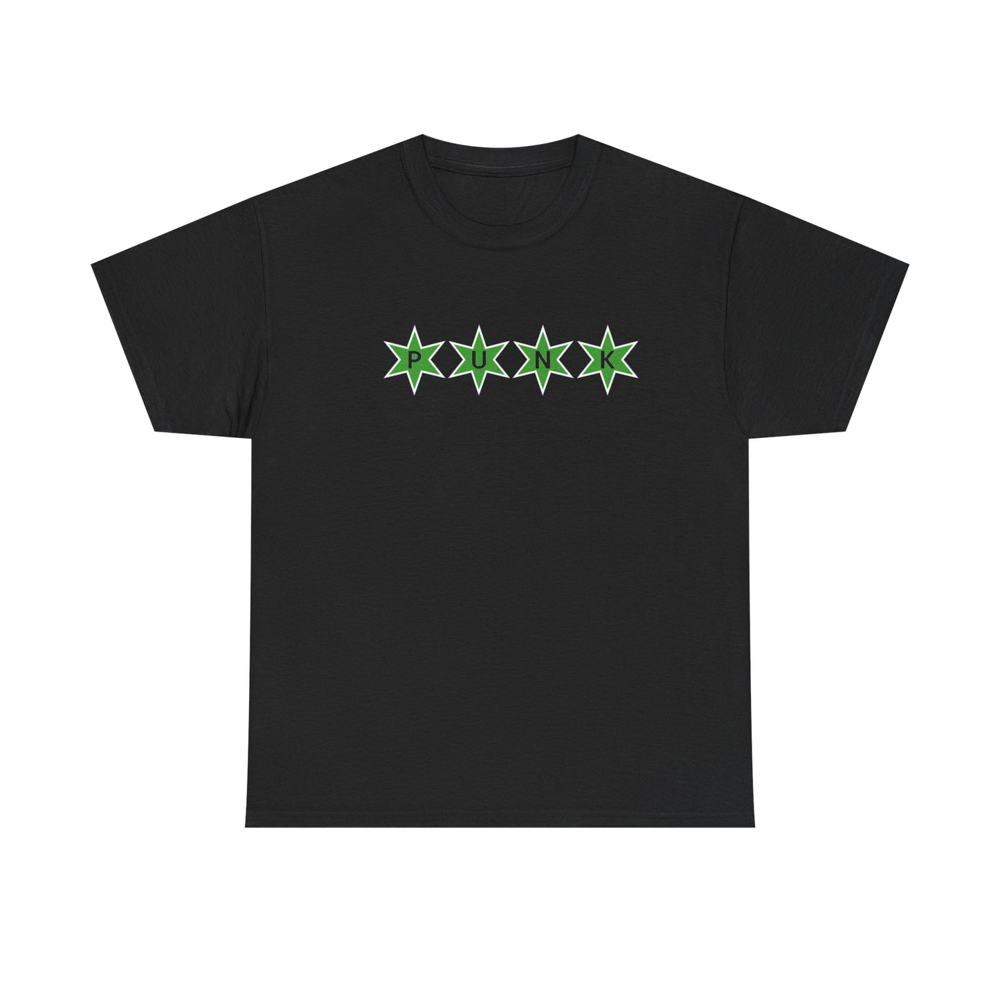 PUNK Star Green White Outline Graphic | T-shirt