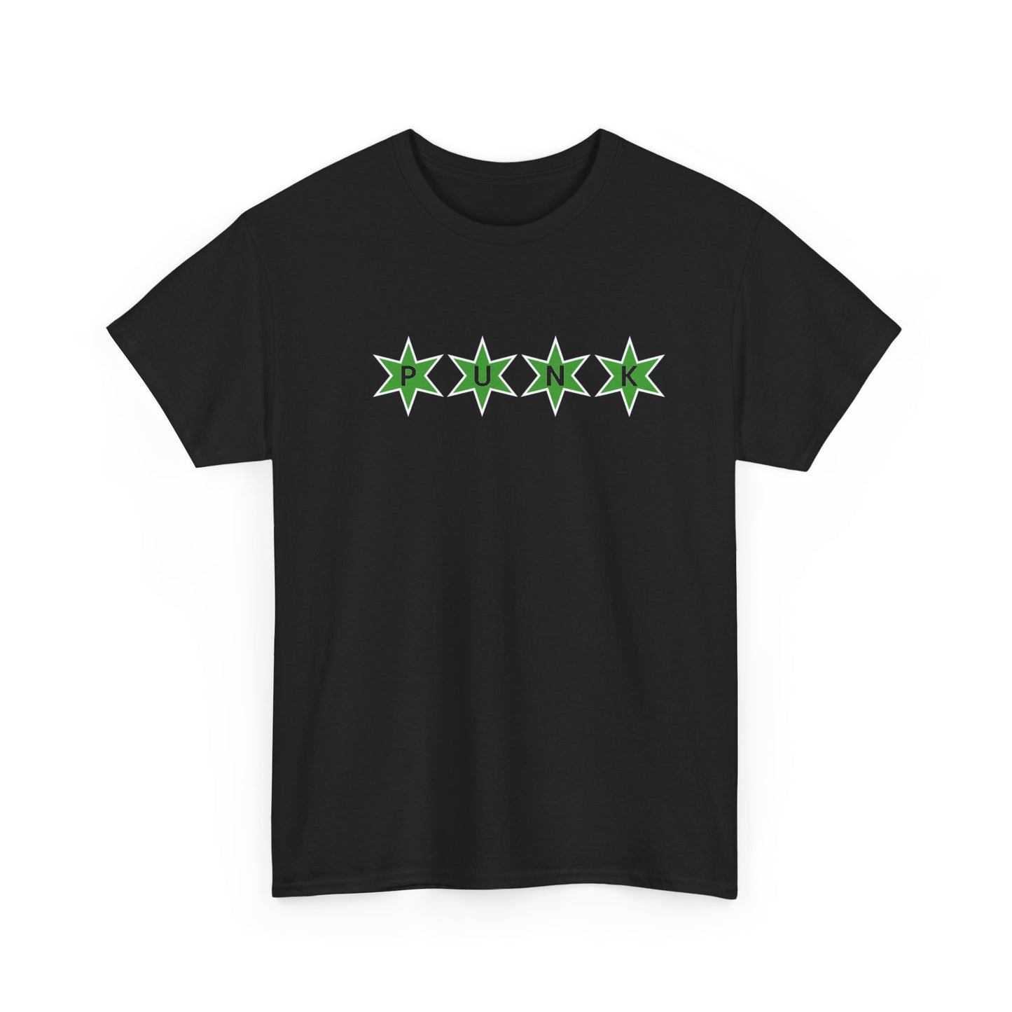 PUNK Star Green White Outline Graphic | T-shirt