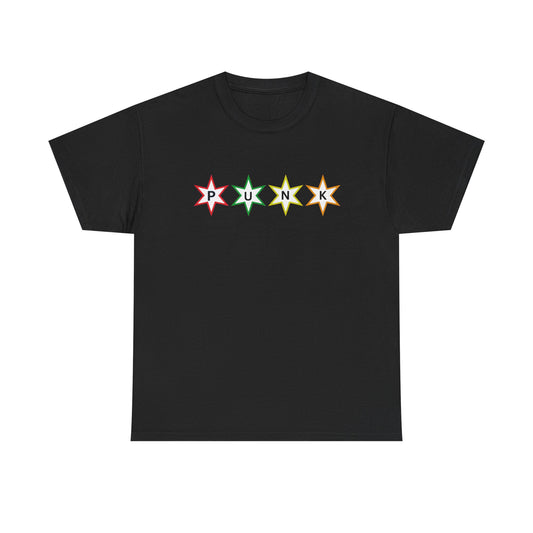PUNK Star White Multi Color Outline Graphic | T-shirt