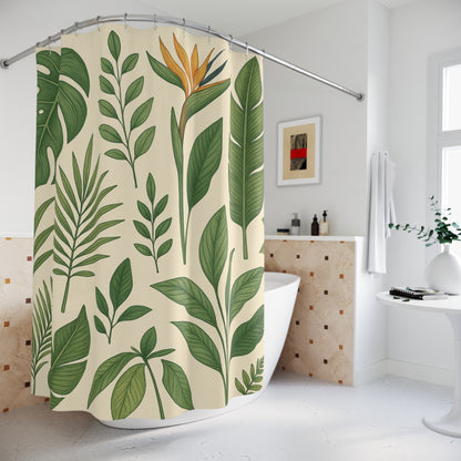 Botanical Leaves Shower Curtain — Tropical Greenery Bathroom Décor | Accessories