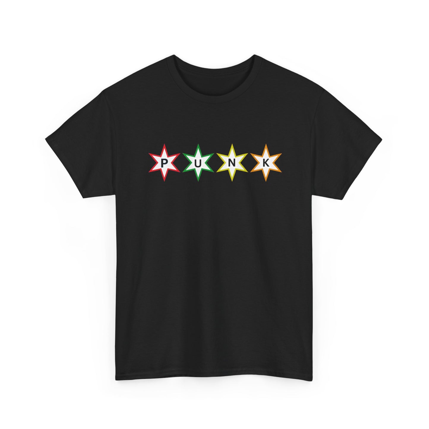 PUNK Star White Multi Color Outline Graphic | T-shirt