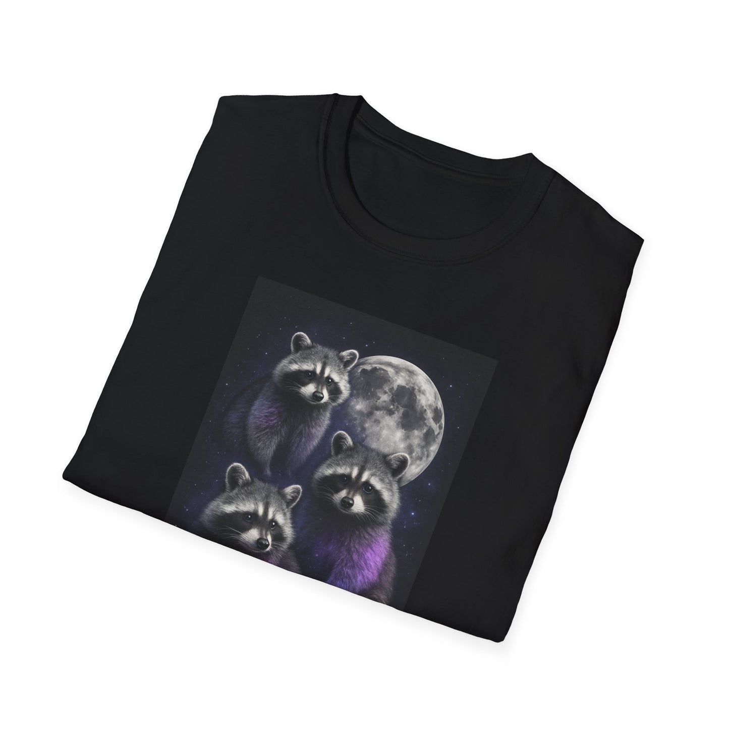 Cute Raccoon T-Shirt, Unisex Graphic Tee Gift, Animal Lover Shirt, Moonlight Design, Funny Summer Apparel, Eco-Friendly Clothing