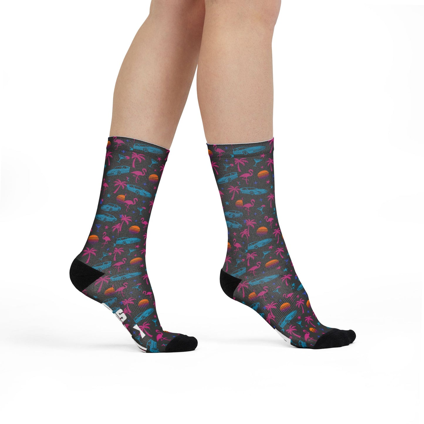 GTA Inspired Neon Tropical 'Rock Out With Your Socks Out' Sublimated | Socks