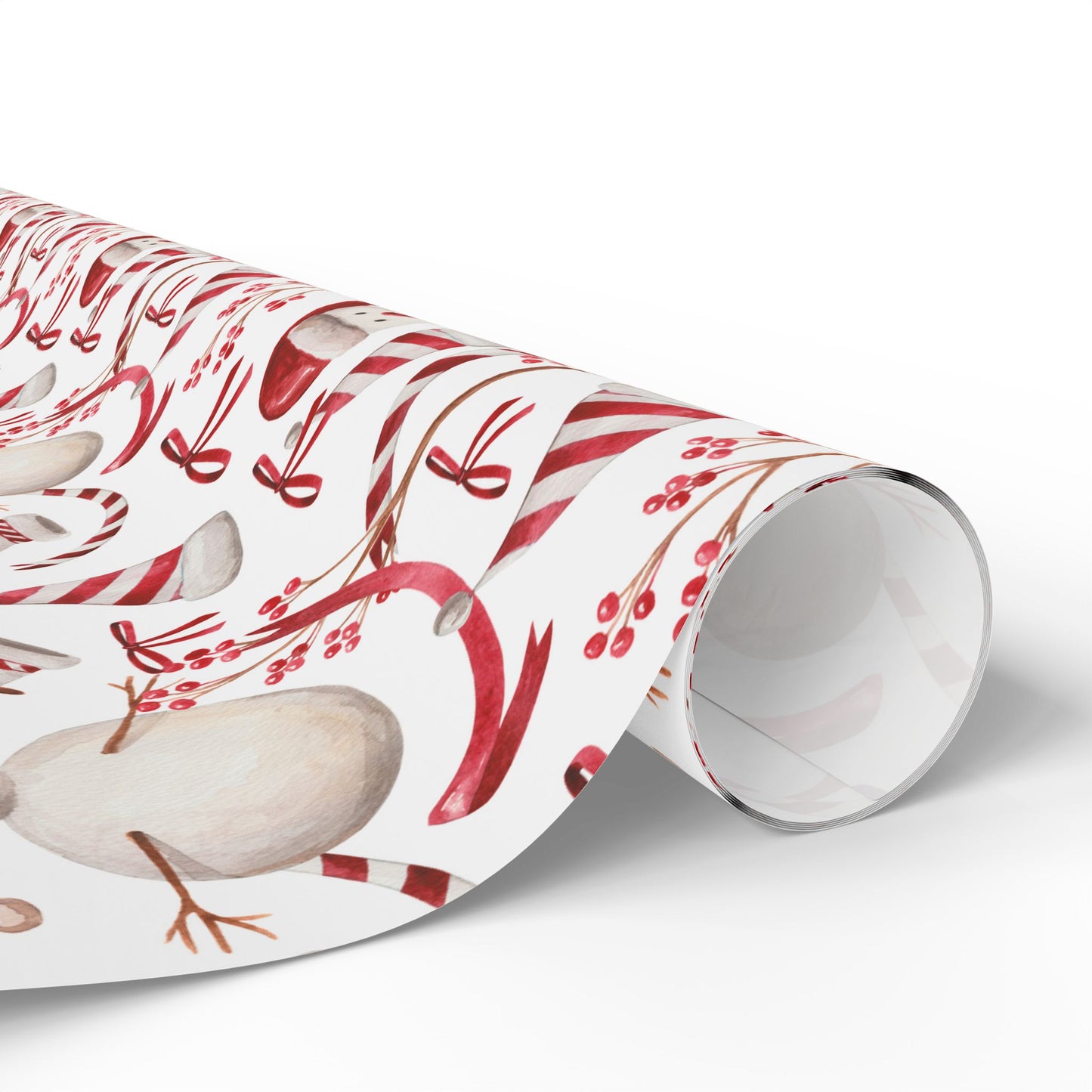 Christmas Robin Wrapping Paper — Holiday Gift Wrap with Candy Cane & Berry Pattern | Holidays
