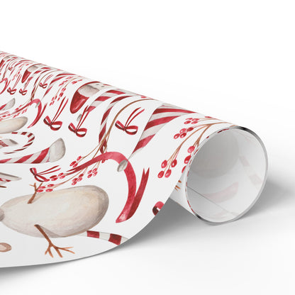 Christmas Robin Wrapping Paper — Holiday Gift Wrap with Candy Cane & Berry Pattern | Holidays
