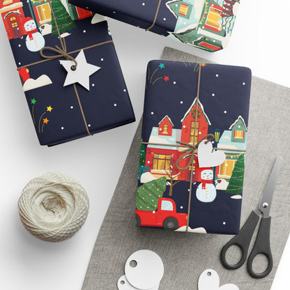 Christmas Village Wrapping Paper — Festive Holiday Gift Wrap | Holidays