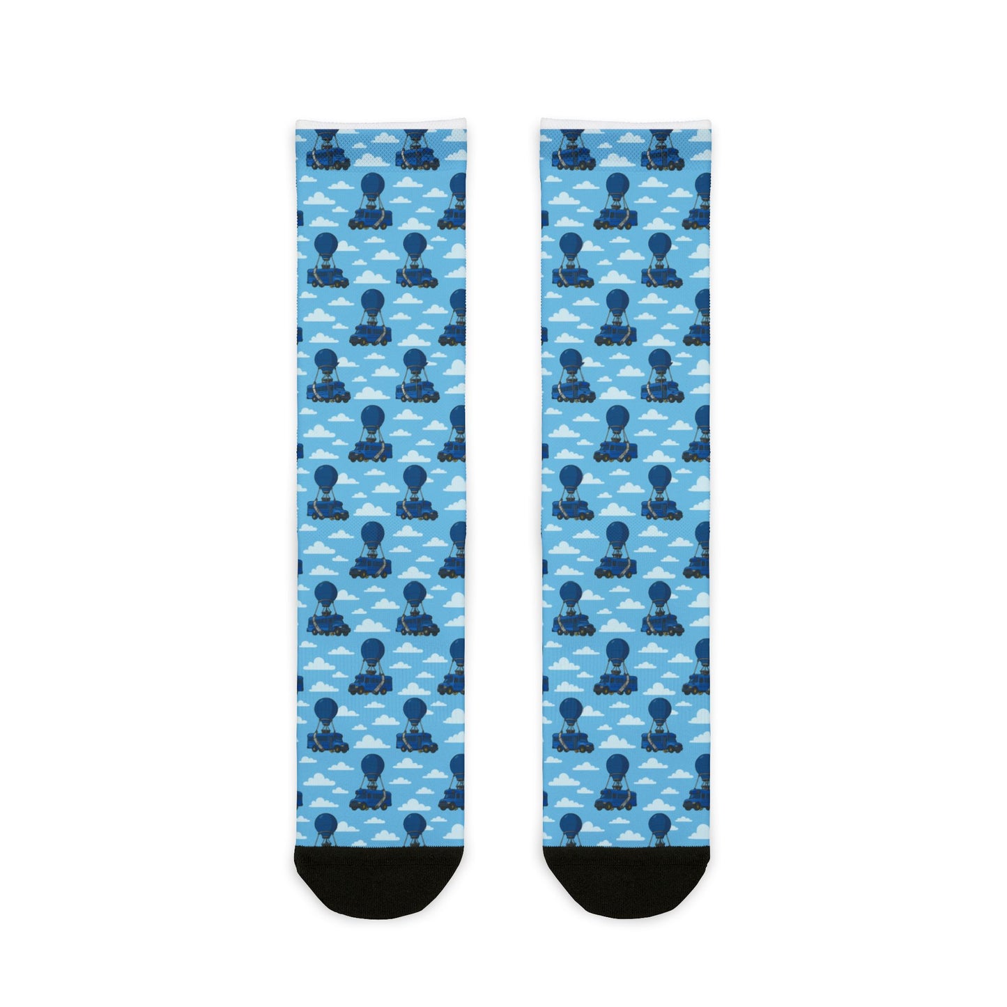 Fortnite Inspired Blue Hot Air Balloon Pattern 'Rock Out With Your Socks Out' Sublimation | Socks