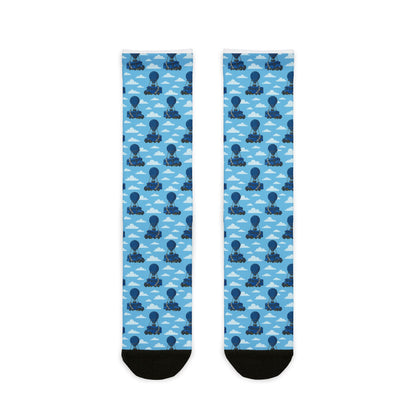 Fortnite Inspired Blue Hot Air Balloon Pattern 'Rock Out With Your Socks Out' Sublimation | Socks