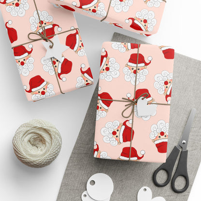 Christmas Santa Faces Wrapping Paper – Festive Holiday Gift Wrap Roll | Holidays