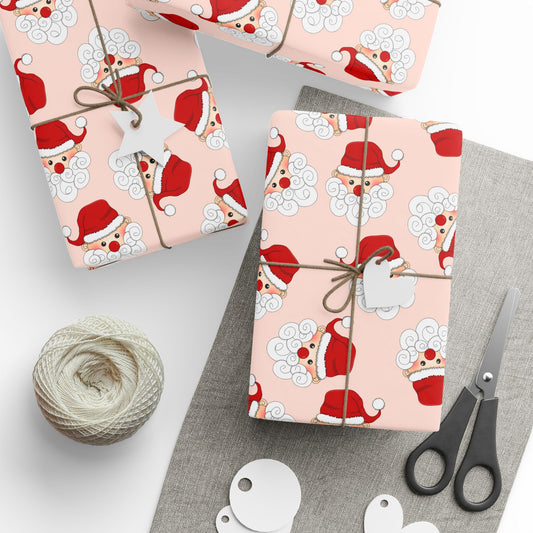 Christmas Santa Faces Wrapping Paper – Festive Holiday Gift Wrap Roll | Holidays