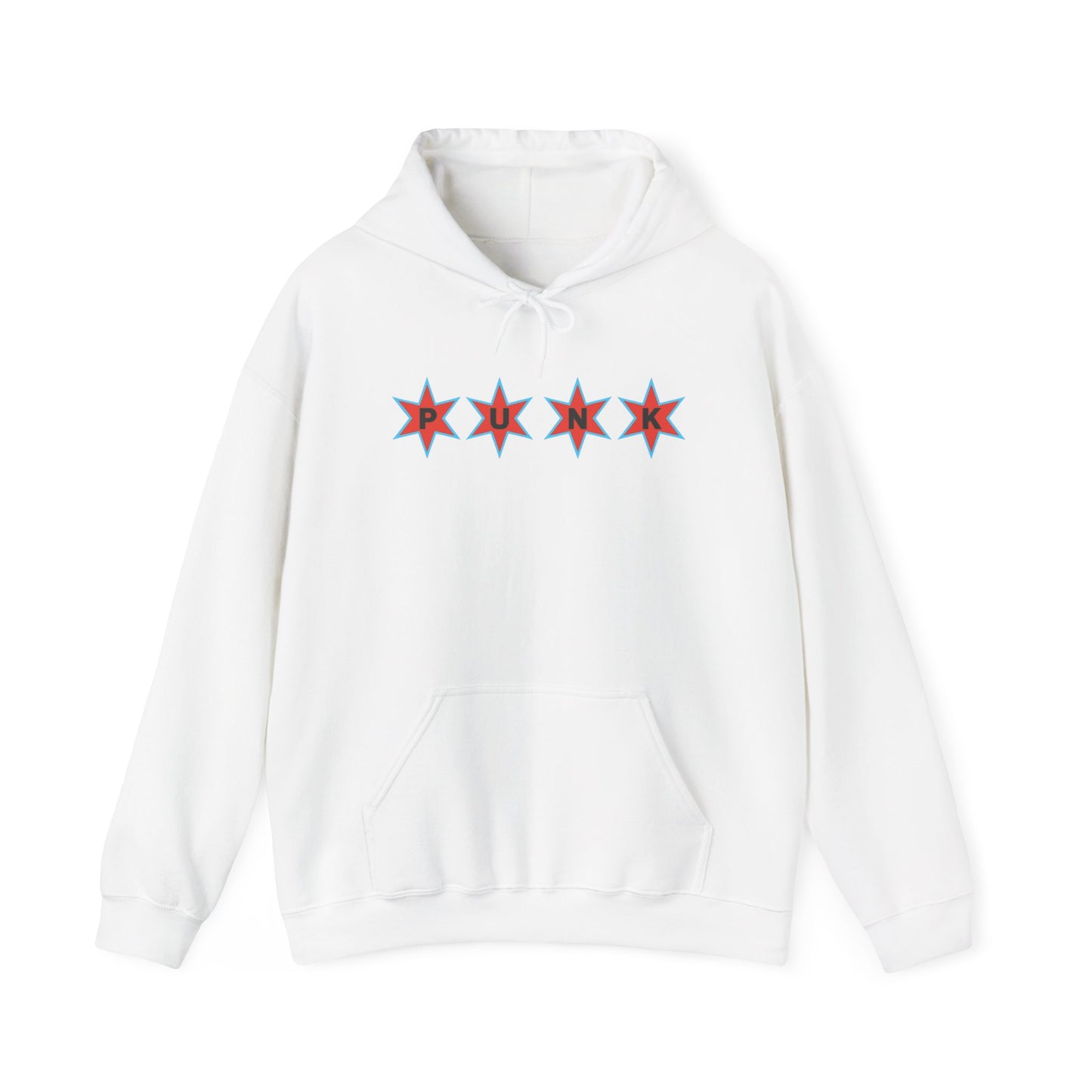 Chicago Flag Star Hoodie — Retro Red & Blue 5-Point Stars Punk Pullover