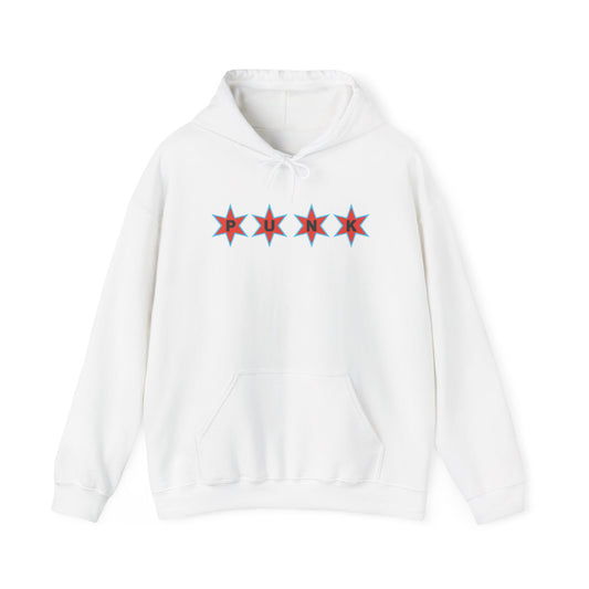 Chicago Flag Star Hoodie — Retro Red & Blue 5-Point Stars Punk Pullover
