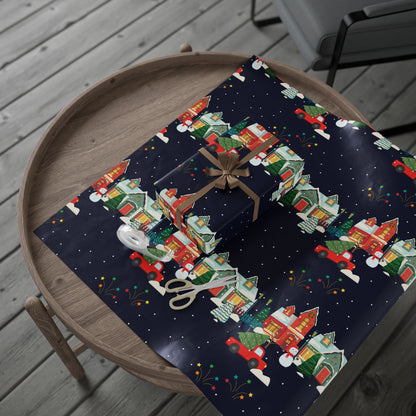 Christmas Village Wrapping Paper — Festive Holiday Gift Wrap | Holidays