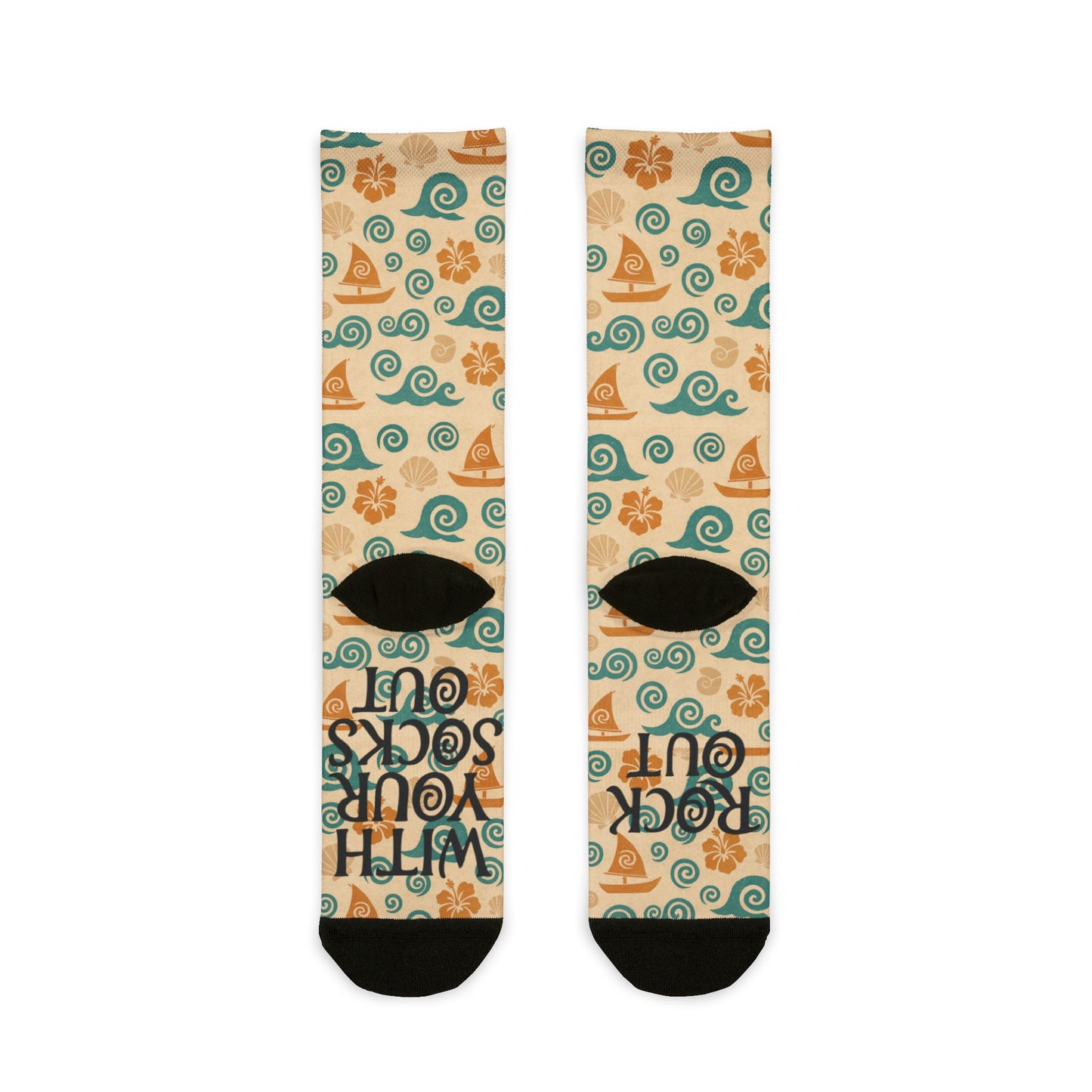 Moana Inspired Sailboat Pattern 'Rock Out With Your Socks Out' Sublimination | Socks