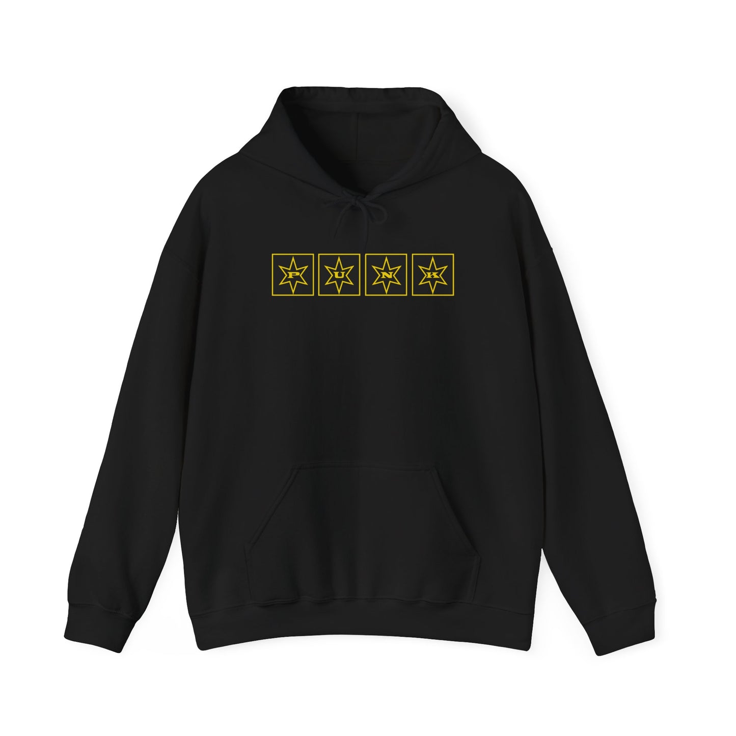 PUNK Star Black Yellow Outline Yellow Block Outline Graphic | Hoodie