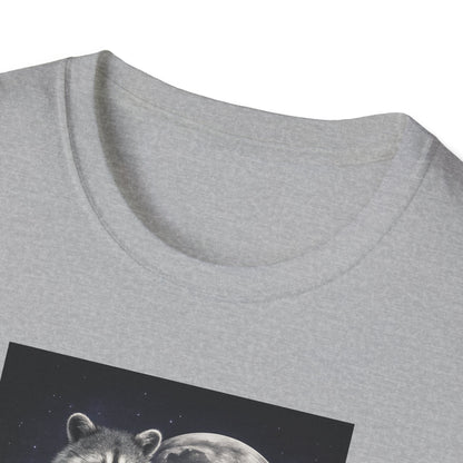 Cute Raccoon T-Shirt, Unisex Graphic Tee Gift, Animal Lover Shirt, Moonlight Design, Funny Summer Apparel, Eco-Friendly Clothing
