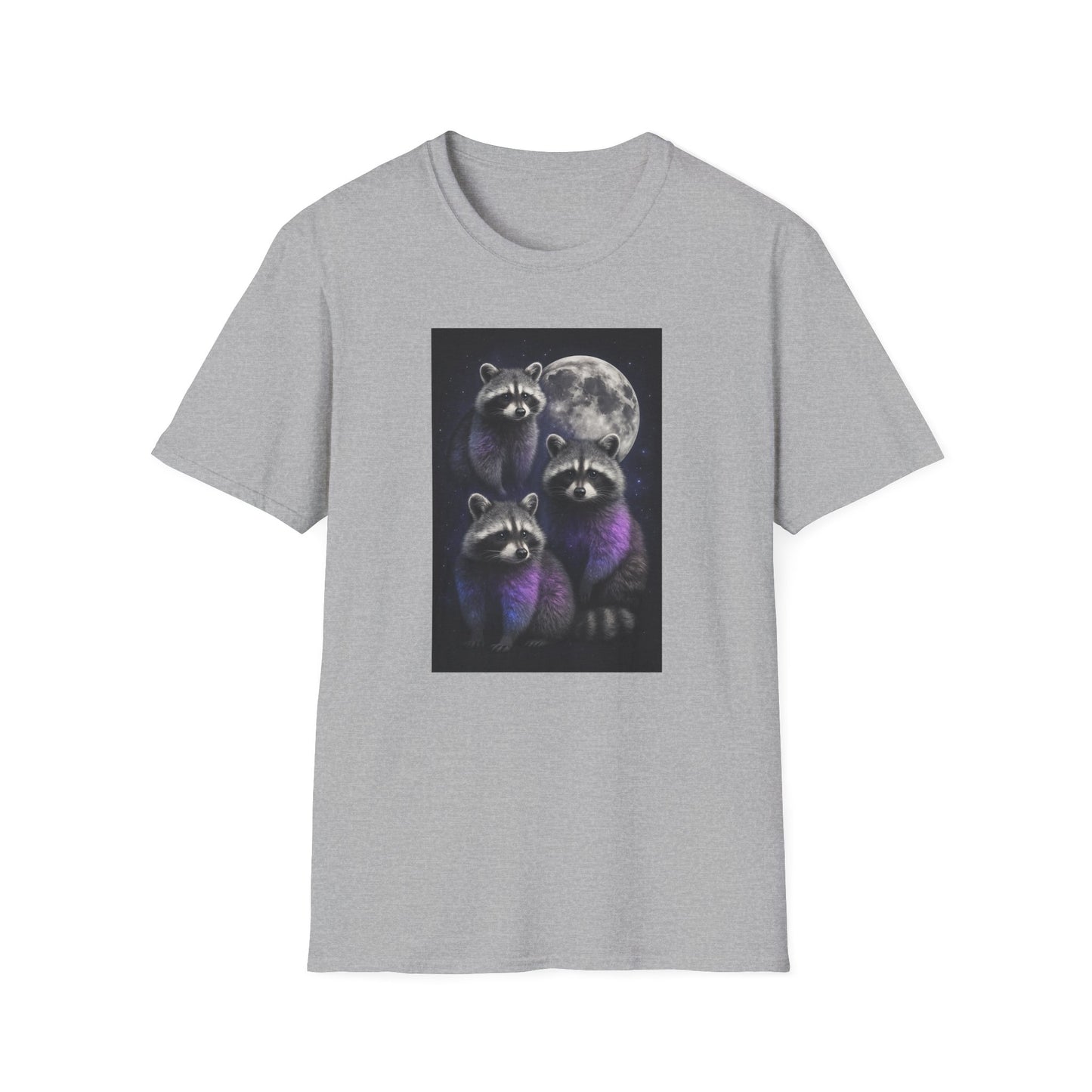 Cute Raccoon T-Shirt, Unisex Graphic Tee Gift, Animal Lover Shirt, Moonlight Design, Funny Summer Apparel, Eco-Friendly Clothing