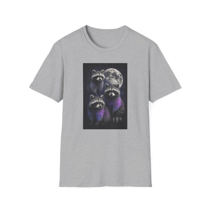 Cute Raccoon T-Shirt, Unisex Graphic Tee Gift, Animal Lover Shirt, Moonlight Design, Funny Summer Apparel, Eco-Friendly Clothing