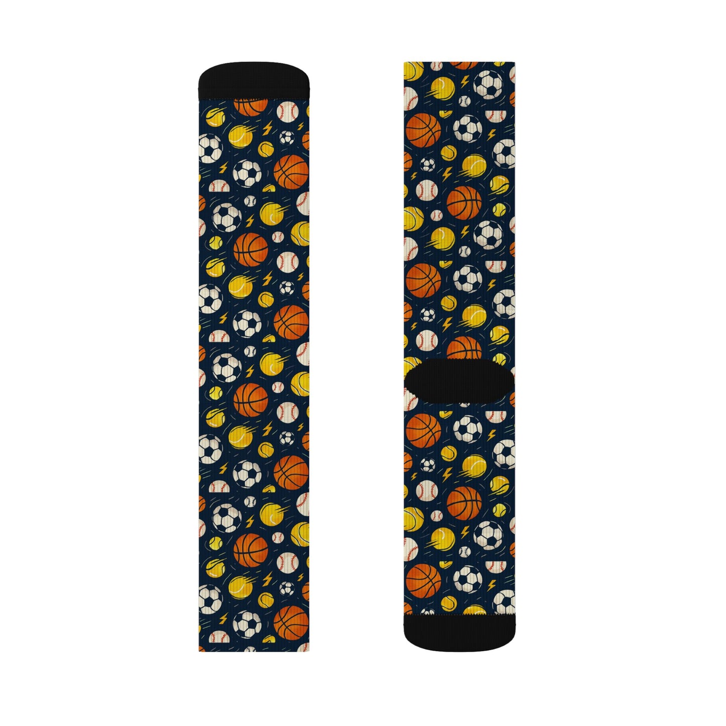 Soccer, Basketball & Tennis Pattern Crew Socks