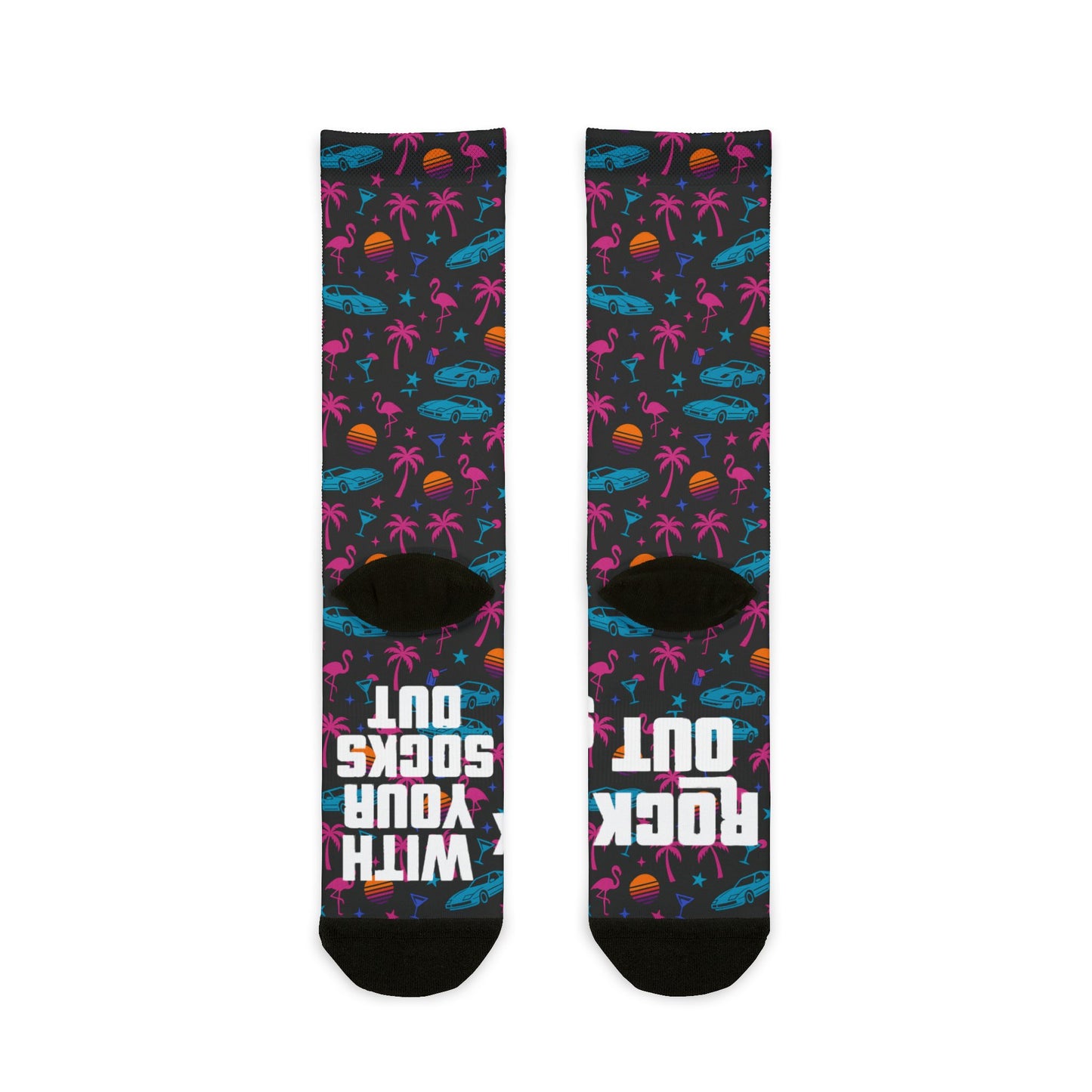 GTA Inspired Neon Tropical 'Rock Out With Your Socks Out' Sublimated | Socks
