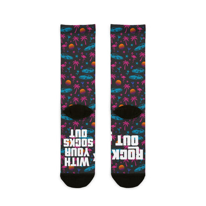 GTA Inspired Neon Tropical 'Rock Out With Your Socks Out' Sublimated | Socks