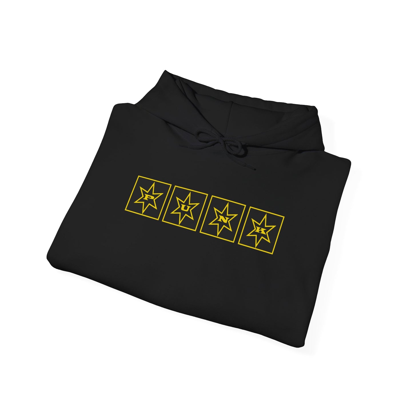 PUNK Star Black Yellow Outline Yellow Block Outline Graphic | Hoodie
