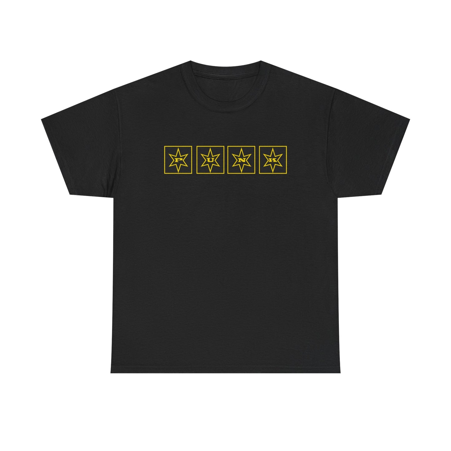 PUNK Star Black Yellow Outline Yellow Block Outline Graphic | T-shirt