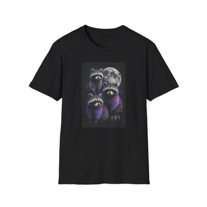 Cute Raccoon T-Shirt, Unisex Graphic Tee Gift, Animal Lover Shirt, Moonlight Design, Funny Summer Apparel, Eco-Friendly Clothing