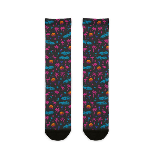 GTA Inspired Neon Tropical 'Rock Out With Your Socks Out' Sublimated | Socks