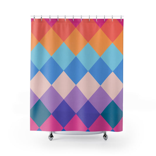 Colorful Argyle Shower Curtain — Vibrant Geometric Bathroom Decor | Accessories