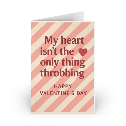 My Heart Isn't The Only Thing Throbbing Happy Valentine's Day Pink Stripe | Greeting Card